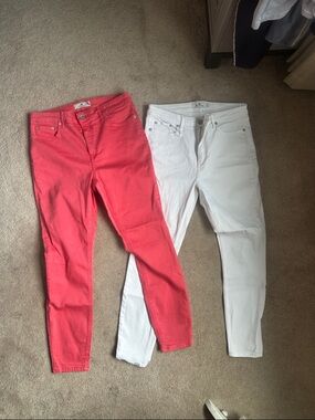 Vineyard Vines Coral Pink & White Skinny Jeans - Two Pair Set
